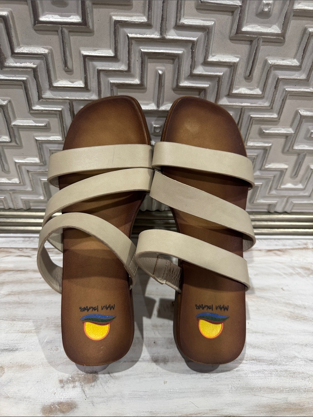 MIA Cream Triple-Strap Slide Sandals — Neutral Cream Women's Sandals